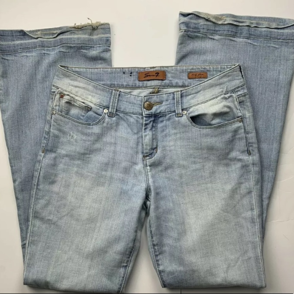 Seven7 Womens 30 Jeans Sexy Flare Light Wash E